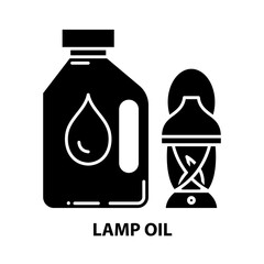 lamp oil icon, black vector sign with editable strokes, concept illustration