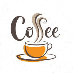 Vector illustration with the hand written lettering Coffee logo