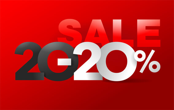 2020 New Year 20 percents off sale banner 