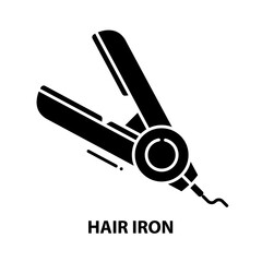 hair iron symbol icon, black vector sign with editable strokes, concept illustration