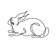 cute rabbit one line style icon