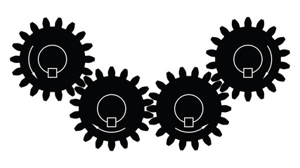 Gear wheels. Gear drives. Silhouette vector