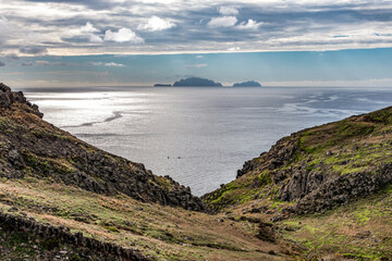 Naklejka premium View of rocky cliffs clear water of Atlantic Ocean at Ponta de Sao Lourenco, the island of Madeira, Portugal