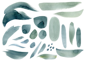 Paint strokes, watercolor brushes, hand drawing