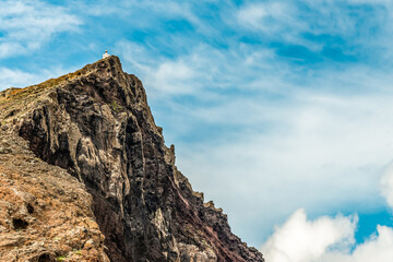 View of rocky cliffs clear water of Atlantic Ocean at Ponta de Sao Lourenco, the island of Madeira, Portugal