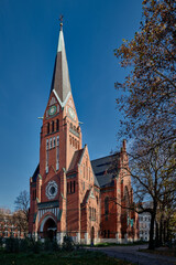 Fototapeta na wymiar Denkmalgeschützte evangelische Trinitatiskirche in Berlin-Charlottenburg