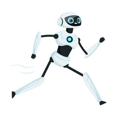 Running Humanoid or Robotic Device with Iron Limbs Vector Illustration