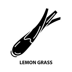 lemon grass icon, black vector sign with editable strokes, concept illustration