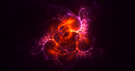 3D rendering abstract red fractal light background
