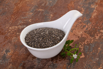 Dietary Chia seeds in the bowl