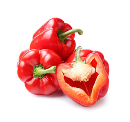 Red bell pepper on white background
