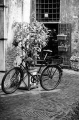 characteristic corner in Rome with bicycle 