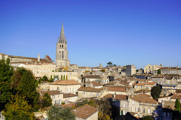 Fototapeta na wymiar Saint-Emilion historical village of best vineyards of Bordeaux in southwest France