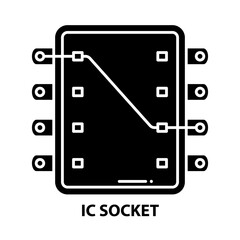 ic socket icon, black vector sign with editable strokes, concept illustration