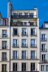 Paris, typical facades, narrow building