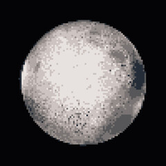 Moon planet in space. 3d rendering. Moon pixel art.