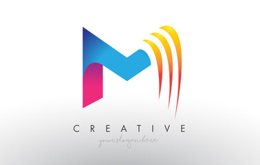 Creative Corporate M Letter Logo Icon Design With Blue and Yellow Vector Illustration