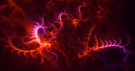 3D rendering abstract multicolor fractal light background