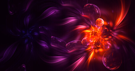 3D rendering abstract multicolor fractal light background