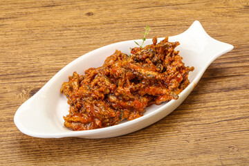 Canned anchovy in tomato sauce