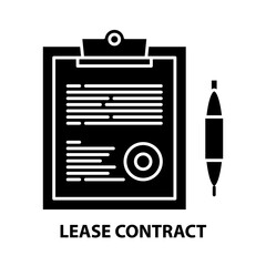 lease contract icon, black vector sign with editable strokes, concept illustration