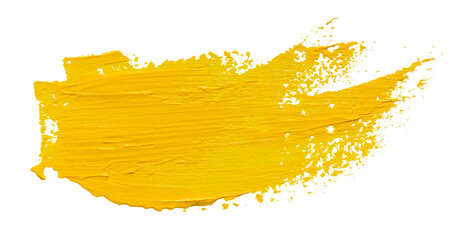 Vector paint brush stroke texture isolated on white - yellow acrylic element for Your design