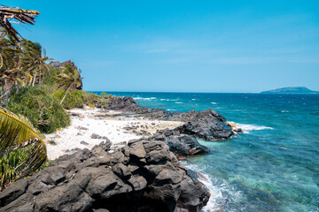 Be island ( small island, Bo Bai island ) with a ridge of jagged rock at Ly Son island, Quang Ngai Province, Viet Nam