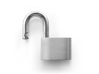 An unlocked lock on white background