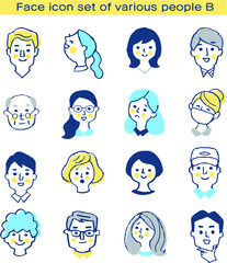 さまざまな人物の顔アイコン　セット
