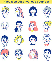 さまざまな人物の顔アイコン　セット