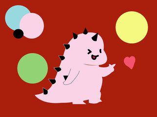 character dino with cute love