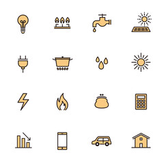 シンプルアイコンセット：住まいのエネルギー