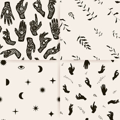 Vector Boho textured silhouettte monochrome drawing