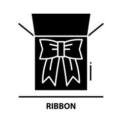 ribbon icon, black vector sign with editable strokes, concept illustration