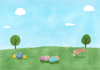 イースター　背景素材　水彩手描き