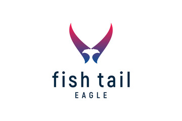 Fototapeta premium fish tail and eagle logo design concept vector
