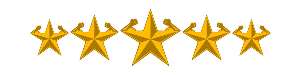 Five Muscular Stars. Perhaps useful for some gym identity. Vector illustration.