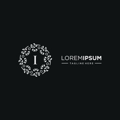 Premium monogram letter I initials logo. Universal symbol icon vector design. Luxury leaf logotype.