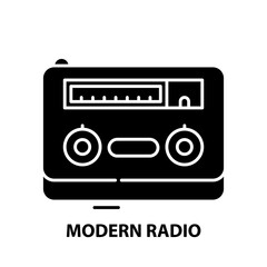 modern radio icon, black vector sign with editable strokes, concept illustration