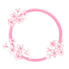 桜の円枠　水彩イラスト