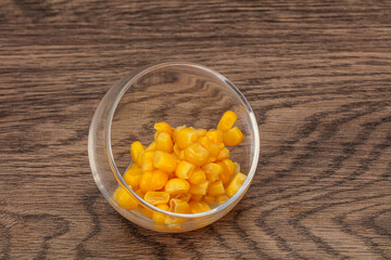 Sweet corn seeds in the bowl