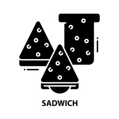 sadwich icon, black vector sign with editable strokes, concept illustration