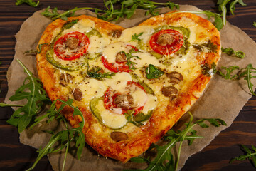Pizza in the shape of a heart