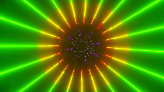 Video design for nightclubs and discos. Show design on LED screens.	Abstract rays fly past the camera. Data transfer. Data transmission in fiber optic channels.