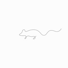Mouse line drawing on white background, vector illustration