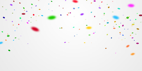 Celebration background frame template with confetti and Colorful ribbons. Vector illustration