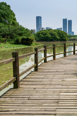 Fototapeta premium Lakeside modern office building in China