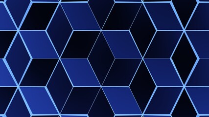 dark background with blue lines cubes pattern