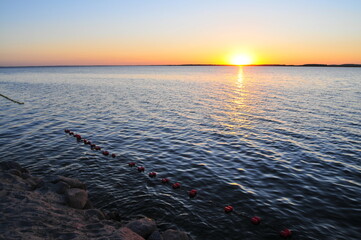 Sunset over Sniardwy lake in Poland, Mazury