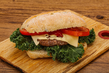 Italian ciabatta bread with burger